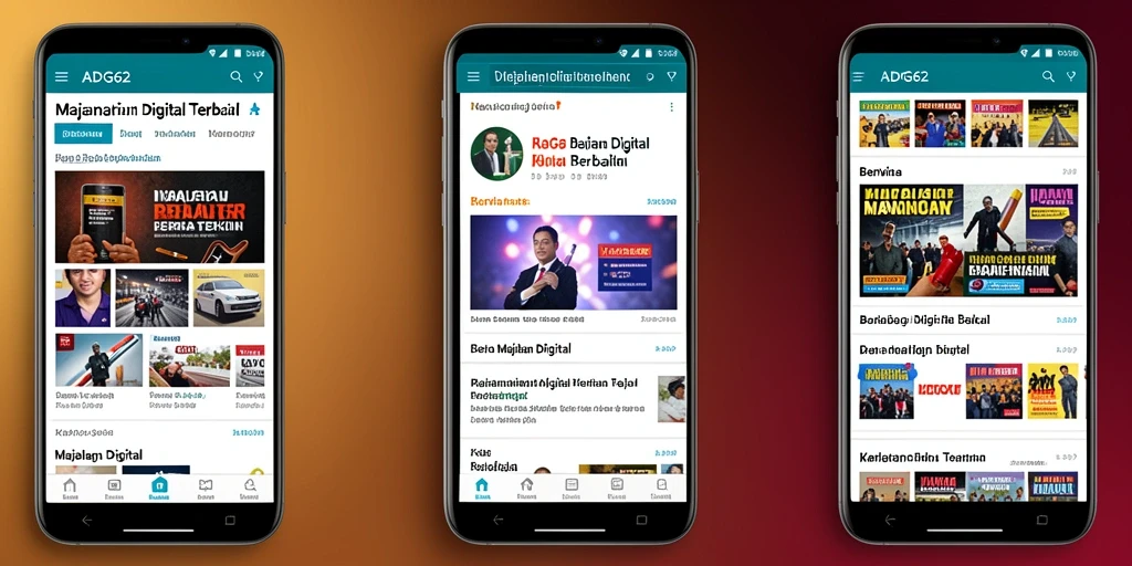 Antarmuka pengguna aplikasi Majalah Digital ADG62 yang menarik dan interaktif.