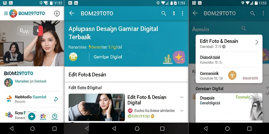 Antarmuka aplikasi BOM29TOTO menampilkan alat desain Gambar Digital yang mudah digunakan.