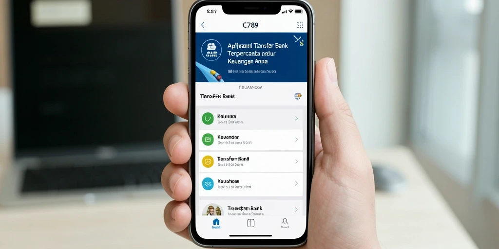 Antarmuka C789 yang sederhana dan mudah digunakan untuk Transfer Bank.