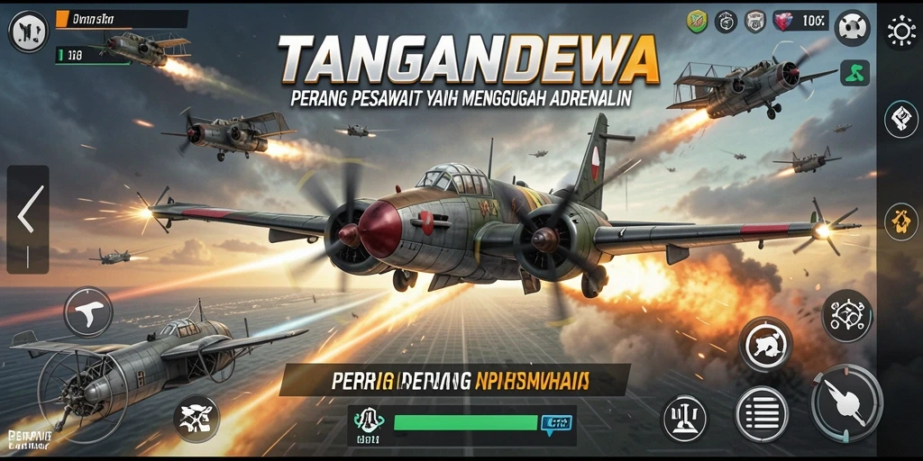 TANGANDEWA: Antarmuka permainan Perang Pesawat yang mengesankan.